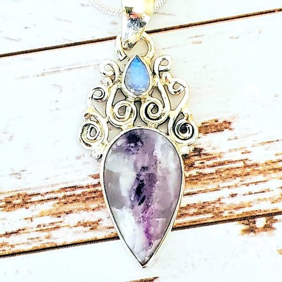 Violet Flame Opal Sterling Silver Pendent